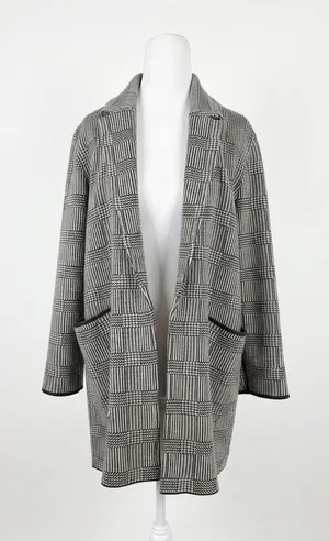 J. Crew Sophie Open-Front Sweater Blazer‎ Glen Plaid Merino Wool Cotton Small S thumbnail 1