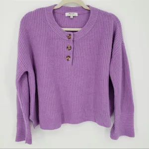 Madewell (re)sourced Cashmere Ribbed Henley Sweater thumbnail 2