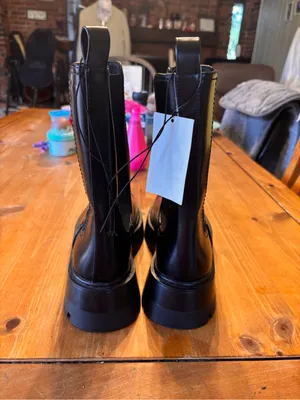 NWT H&M womens chunky platform lug sole mid calf chelsea boots black 10 thumbnail 3