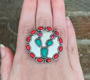 Prickly Pear Cactus Stretch Ring Red thumbnail 1
