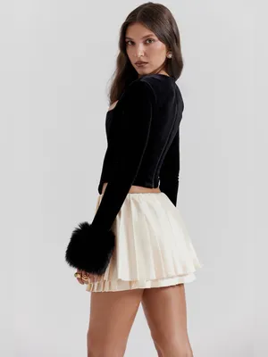 HOUSE OF CB Catriona Faux Fur Long Sleeve Corset Top in Black, XS,BRANDNEW $185 thumbnail 9