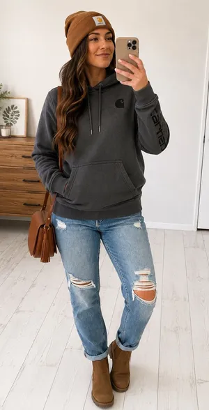 Carhartt Grey Hoodie Pullover thumbnail 1