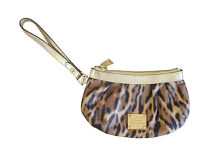 Lauren Ralph Lauren Leopard Print Mini Wristlet Pouch Gold Trim Animal Print Bag thumbnail 1