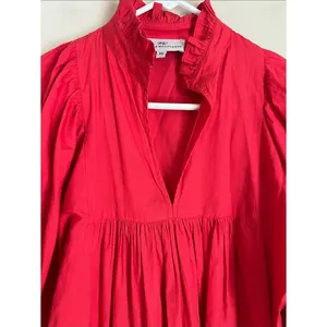 Anthropologie NEVER A WALLFLOWER High Ruffle Collar Poplin Mini Dress Pink Sz XS thumbnail 3