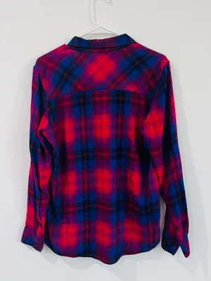 GAP Plaid Flannel Shirt M Red Blue 90s Grunge Soft Grunge Oversized thumbnail 5