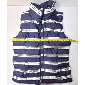 Lands End Women Sz M Blue Striped 600 Goose Down Puffer Vest Sailor Nautical New thumbnail 4
