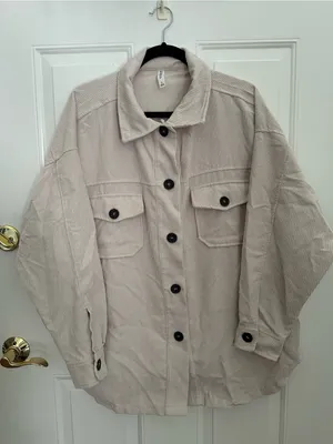 Zenana Oversized Corduroy Button-Up Jacket - Cream thumbnail 7