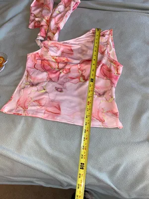 SheIn Pink Floral Y2K Style One Shoulder Top thumbnail 4