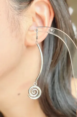 Handmade grunge fairy whimsical boho style swirl spiral unisex dangle earrings ⭐️🍃🌀 thumbnail 5