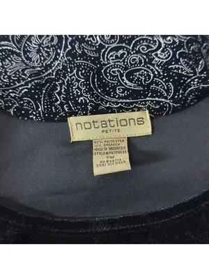 Notations Vintage Black Velvet Glitter Paisley Long Sleeve Top Petite Medium Whimsigoth thumbnail 6