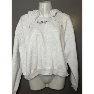 H&M Divided Calabasas Los Angeles Cropped Hoodie Sweatshirt Medium Gray Fleece thumbnail 2