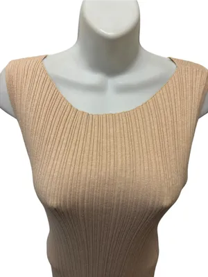 Quince Cotton Cashmere Ribbed Sleeveless Midi Dress Sz L Heather Oatmeal Summer thumbnail 6