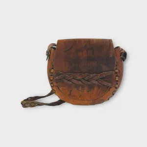 Vintage Boho Coastal Cowgirl Leather Hand Tooled Saddle Bag With Braided Strap thumbnail 9