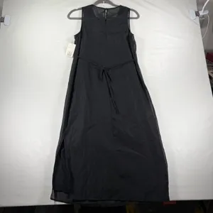 A New Day Black Sleeveless Mesh Overlay Midi Dress Size Small Parisian Chic NEW thumbnail 4