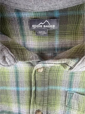 Eddie Bauer Women L Green Plaid Flannel Shirt Button Down Outdoor Cabin thumbnail 6