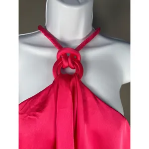 DO+BE Pink‎ Satin Halter Top Barbiecore Coquette Party Going Out Blouse thumbnail 3