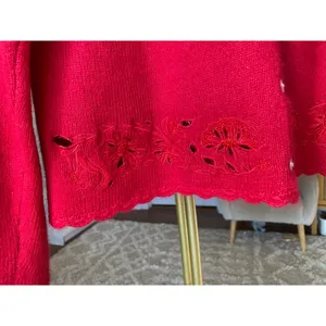 Vintage Angora Rabbit‎ Hair Cardigan Red Embroidered Max & Lily Cottagecore Boho thumbnail 4