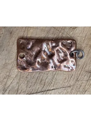 Turquoise-Inlaid Copper Cross Pendant With Rustic Textured Finish Handmade Recta thumbnail 3