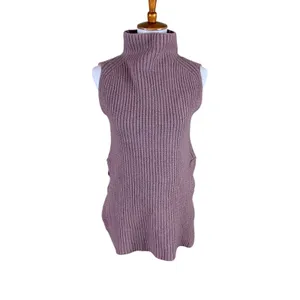 Wilfred Women's M Dusty Rose 100 Wool Sleeveless Turtleneck Sweater Side Slit thumbnail 2