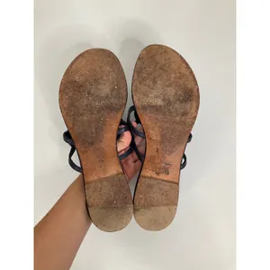 Boden‎ Womens Navy Blue Leather Interlocking Circle Thong Flat Sandals Size 41 thumbnail 7