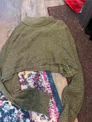 Free people Olive Green Women's Sweater - Lightweight Knit thumbnail 3