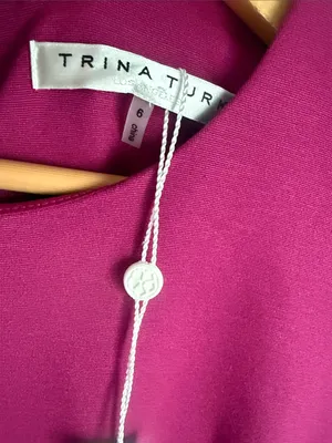 NEW Trina Turk Magenta Pink Bell Sleeve Dress thumbnail 7
