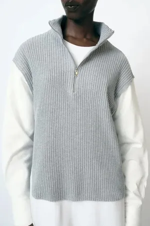 Zara Combination T-Shirt Sz. M Long Sleeve Sweater Vest NWT thumbnail 1