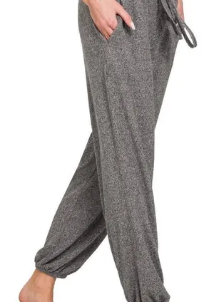 Zenana Soft Melange Hacci Jogger thumbnail 1