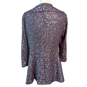 Kasper Womens Metallic Silver Black Zebra Print Ruffle Open Front Jacket Size 6 thumbnail 3