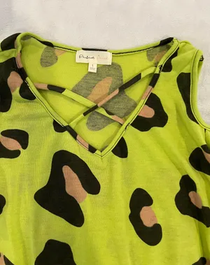 Trendy Green Leopard Print Dress Multiple Size L thumbnail 3