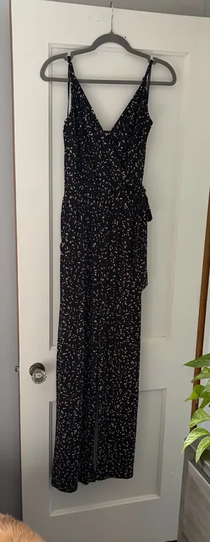Kaileigh Black Wide-Leg Jumpsuit with Tie Waist thumbnail 1