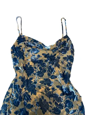 Womens Velvet Burnout Floral Slip Mini Dress Cowl Neck Party Cocktail Going Out thumbnail 2