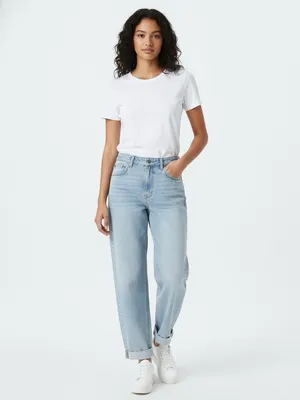 American Eagle Highest Rise Baggy Straight Strigid Jeans Light Denim Wash thumbnail 2
