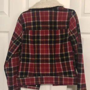 Plaid Wool Coat with Sherpa Collar thumbnail 5