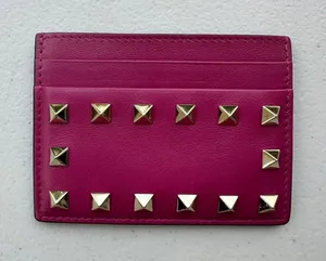 NWOT Authentic Valentino Garavani Hot Pink Rockstud Leather Card Holder Wallet thumbnail 1
