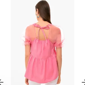 Tuckernuck Pommander Place Tinsley Pink Mesh Bow Tie Back Top Small thumbnail 2