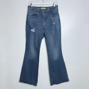 Levi's Premium 70s High Rise Flare‎ Medium Blue Wash Size 30 Minimalist Casual thumbnail 3