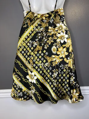 Princess Polly Dress Womens 6 Black Floral Chain Square Neck Slip Mini Party thumbnail 7