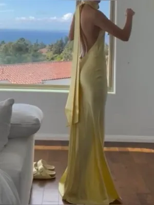 Sau Lee Penelope Backless Satin Gown in Popcorn Yellow 10 thumbnail 12
