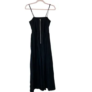 Stillwater Black Linen Blend Midi‎ Dress Small Spaghetti Strap Boho Casual thumbnail 3