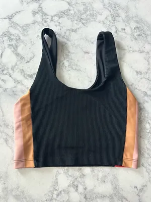 Beach Riot Tessa Top In Coral Stripe In Black thumbnail 3