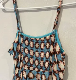 Source Unknown Blue and Brown Patterned Midi Dress Black Size M thumbnail 7