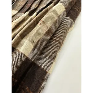 Vintage Pure New Wool Plaid Wrap Kilt Skirt Women’s XS Small Beige Brown Tartan thumbnail 8
