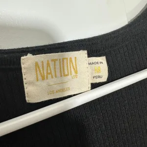 Nation LTD Top Womens Medium Black Ribbed‎ Scoop Neck Long Sleeve Tencel Blend thumbnail 2