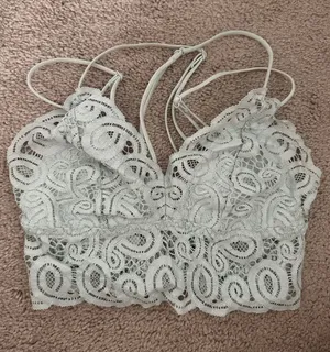 Lace Bralette Crop Top - Light Green thumbnail 1