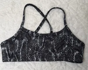 Beyond Yoga Snake Skin Criss Cross black yoga top small thumbnail 1