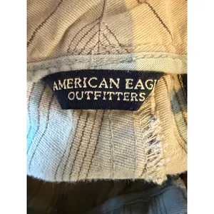 American‎ Eagle Striped Pants Women 10 Gray Blue Frayed Raw Edge Flare Retro thumbnail 9