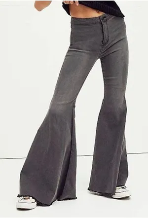 Free People Just Float on Flare Jeans‎ Women 28 Gray Boho Hippie High Rise thumbnail 1