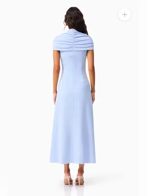 NWT Valencia High Neck Maxi Dress in Blue Size M thumbnail 5