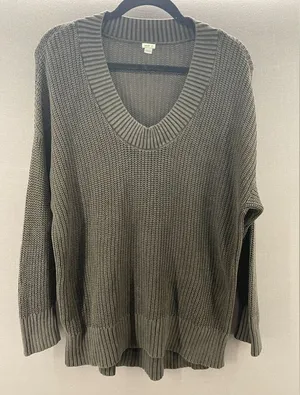 Aerie cable knit tunic sweater gray size small thumbnail 1